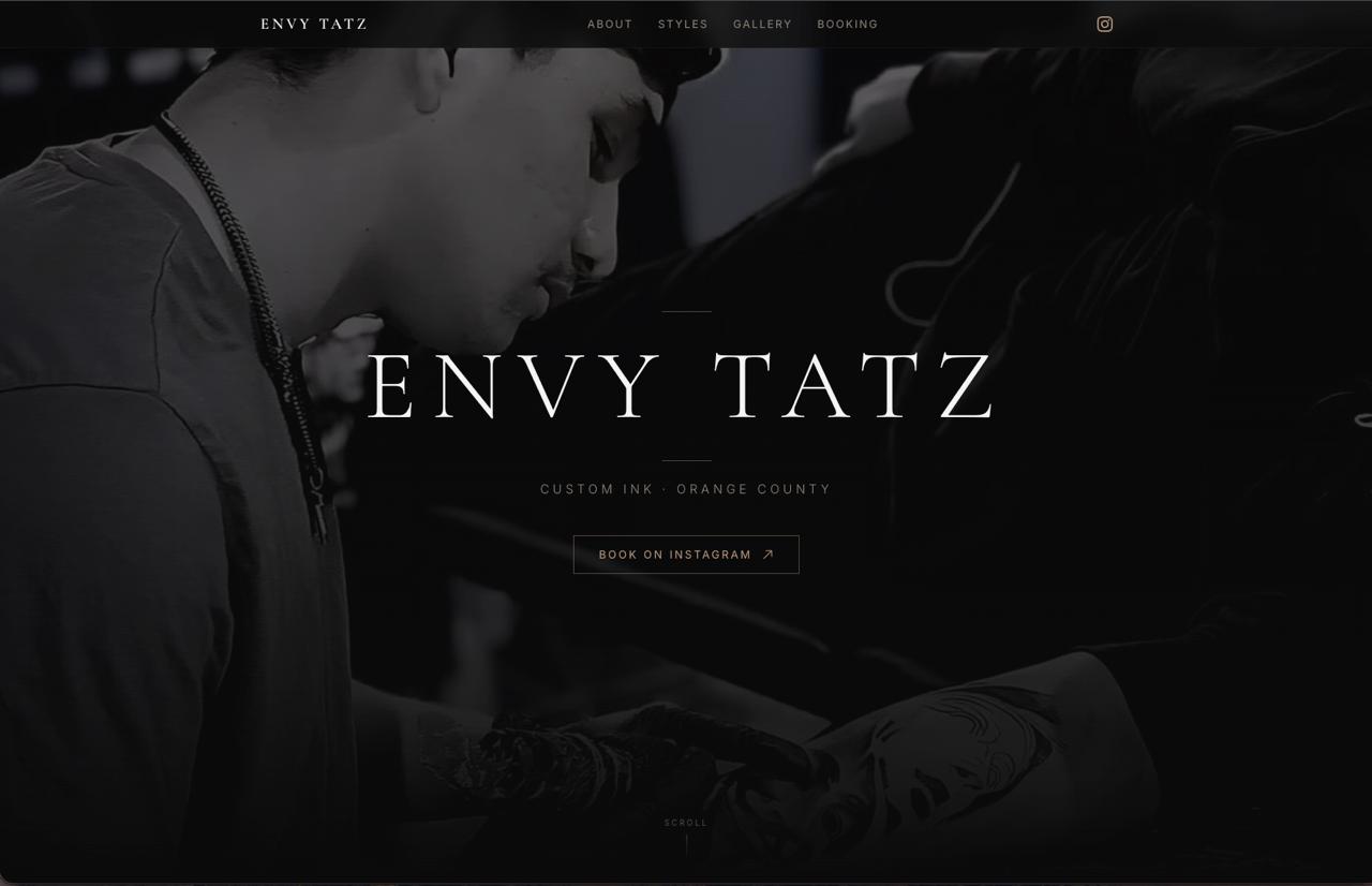 Envy Tatz website screenshot