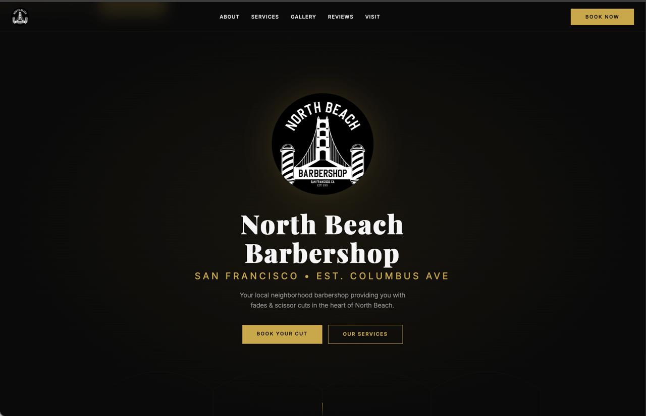 North Beach Barbershop website screenshot