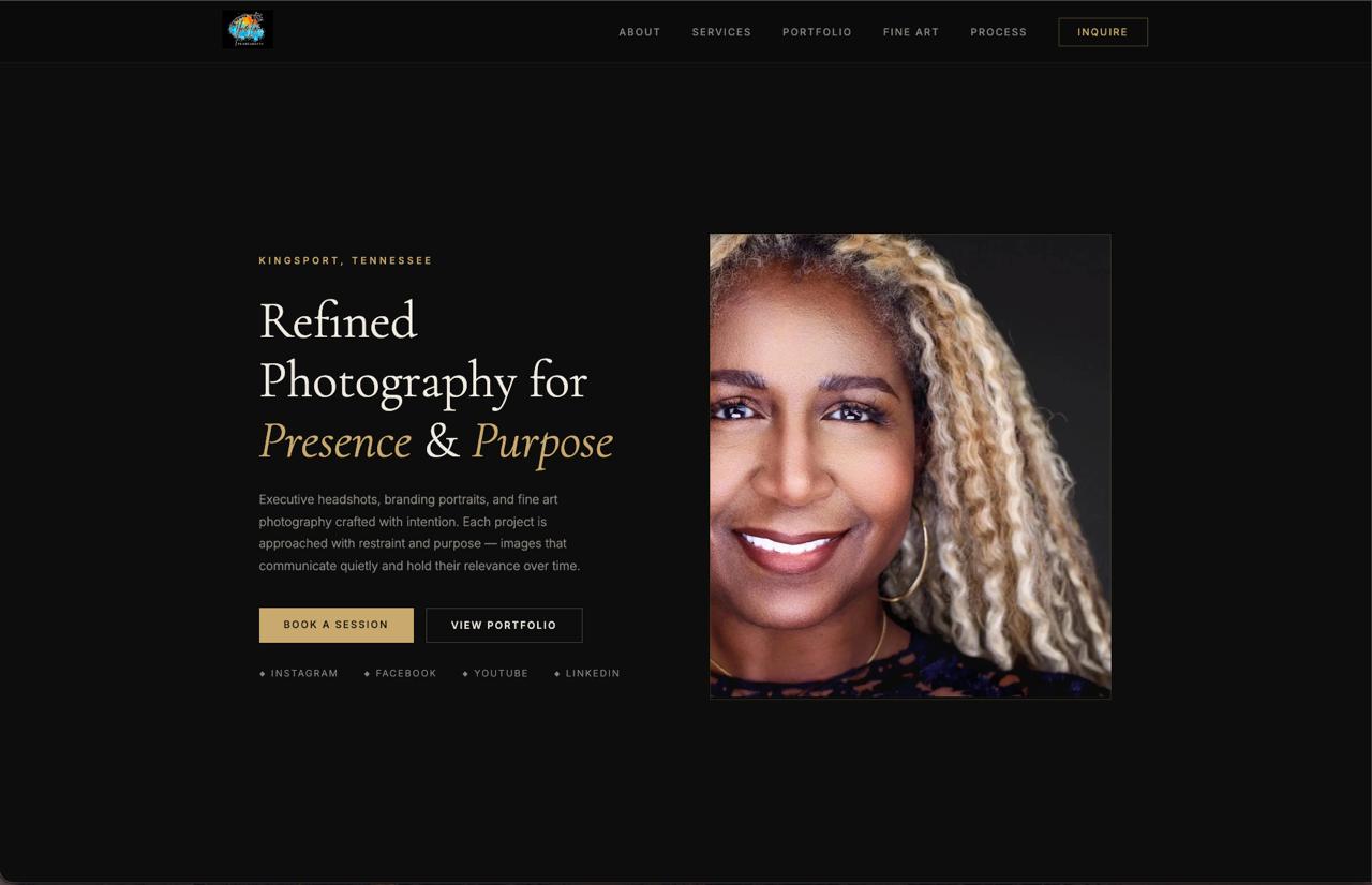 Yevettelynn Photography website screenshot